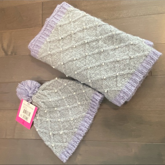 SET Betsey Johnson Pearl Knit Hat & Scarf Set - Picture 4 of 11